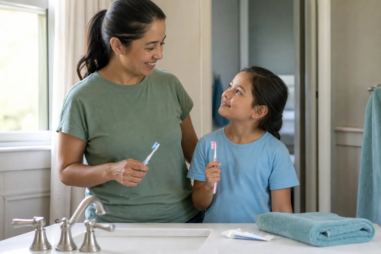 Illustration for brushing teeth social story guide