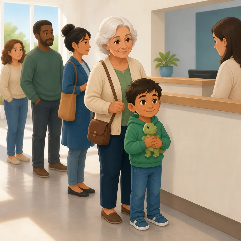 Illustration for Waiting in line